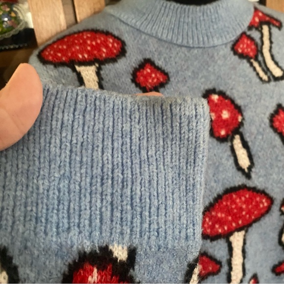 🍁HOST PICK 🍁 Zara Jacquard Knit Mushroom Print Boxy Sweater - Picture 2 of 6